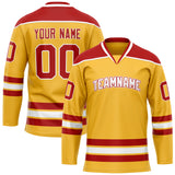 Custom Gold Red Solid Colour Hockey Jersey