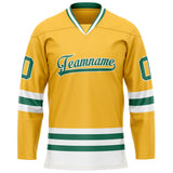 Custom Gold Kelly Green Solid Colour Hockey Jersey