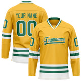 Custom Gold Kelly Green Solid Colour Hockey Jersey