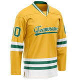 Custom Gold Kelly Green Solid Colour Hockey Jersey