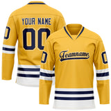 Custom Gold Navy Solid Colour Hockey Jersey