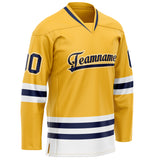 Custom Gold Navy Solid Colour Hockey Jersey