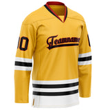 Custom Gold Black Solid Colour Hockey Jersey