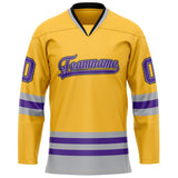 Custom Gold Purple Solid Colour Hockey Jersey