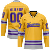 Custom Gold Purple Solid Colour Hockey Jersey