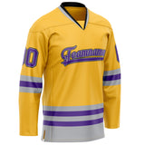 Custom Gold Purple Solid Colour Hockey Jersey