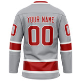 Custom Gray Red Solid Colour Hockey Jersey