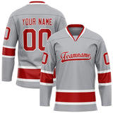 Custom Gray Red Solid Colour Hockey Jersey