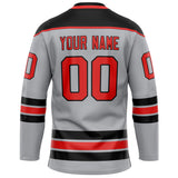 Custom Gray Black Solid Colour Hockey Jersey