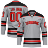 Custom Gray Black Solid Colour Hockey Jersey