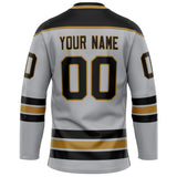 Custom Gray Black Solid Colour Hockey Jersey