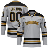 Custom Gray Black Solid Colour Hockey Jersey