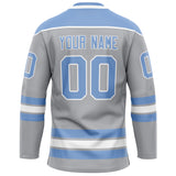 Custom Gray Light Blue Solid Colour Hockey Jersey