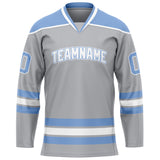 Custom Gray Light Blue Solid Colour Hockey Jersey