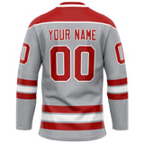 Custom Gray Red Solid Colour Hockey Jersey