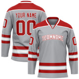 Custom Gray Red Solid Colour Hockey Jersey