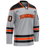 Custom Gray Black Solid Colour Hockey Jersey