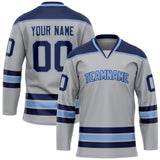 Custom Gray Navy Solid Colour Hockey Jersey