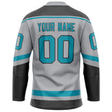 Custom Gray Teal Solid Colour Hockey Jersey