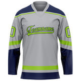 Custom Gray Neon Green Solid Colour Hockey Jersey