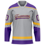 Custom Gray Purple Solid Colour Hockey Jersey