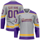 Custom Gray Purple Solid Colour Hockey Jersey