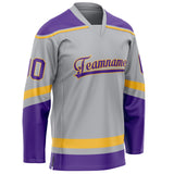 Custom Gray Purple Solid Colour Hockey Jersey