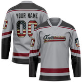 Custom Gray Black Solid Colour Hockey Jersey