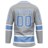 Custom Gray Light Blue Solid Colour Hockey Jersey