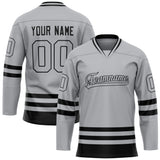 Custom Gray Black Solid Colour Hockey Jersey