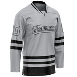 Custom Gray Black Solid Colour Hockey Jersey