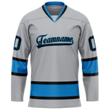 Custom Gray Blue Solid Colour Hockey Jersey