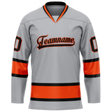 Custom Gray Red Solid Colour Hockey Jersey