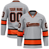 Custom Gray Red Solid Colour Hockey Jersey