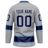 Custom Gray Navy Solid Colour Hockey Jersey