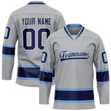 Custom Gray Navy Solid Colour Hockey Jersey