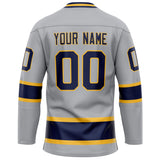 Custom Gray Navy Solid Colour Hockey Jersey