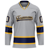 Custom Gray Navy Solid Colour Hockey Jersey