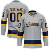 Custom Gray Navy Solid Colour Hockey Jersey