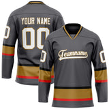 Custom Gray Brown Solid Colour Hockey Jersey