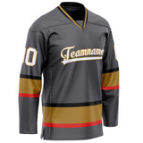 Custom Gray Brown Solid Colour Hockey Jersey