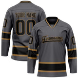 Custom Gray Black Solid Colour Hockey Jersey