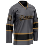 Custom Gray Black Solid Colour Hockey Jersey