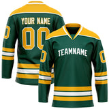 Custom Green Gold Solid Colour Hockey Jersey