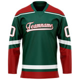 Custom Green Red Solid Colour Hockey Jersey