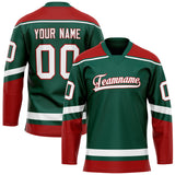 Custom Green Red Solid Colour Hockey Jersey