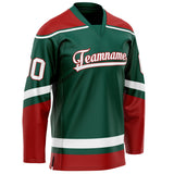 Custom Green Red Solid Colour Hockey Jersey