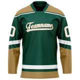 Custom Green Old Gold Solid Colour Hockey Jersey