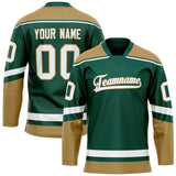 Custom Green Old Gold Solid Colour Hockey Jersey