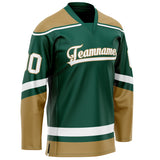 Custom Green Old Gold Solid Colour Hockey Jersey